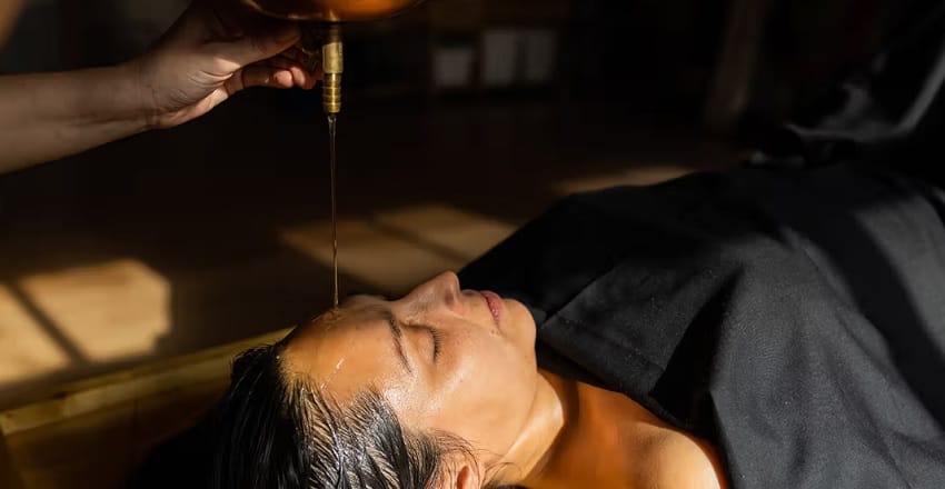 Traditional Ayurvedic treatment for migraine headaches.